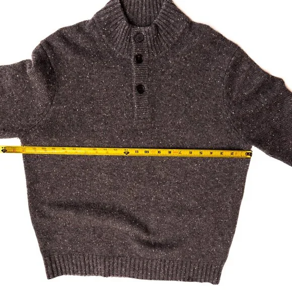 Neiman Marcus 100% Cashmere Sweater Men's Large Mock Neck 3-button PERFECT